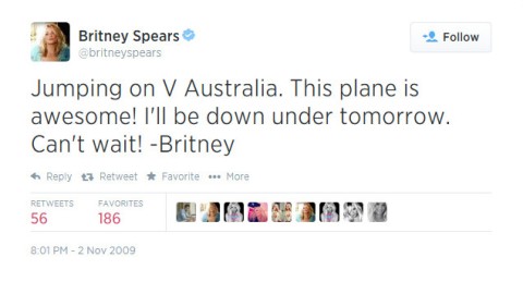 A Happy Britney Spears Tweets @VAustralia