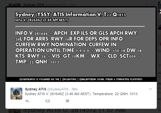 Enhanced Sydney ATIS Reports to Social
