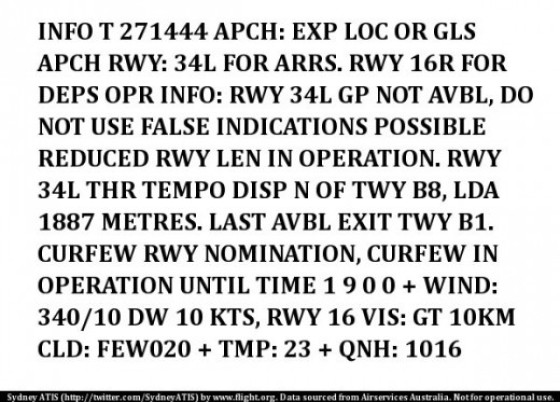 Enhanced Sydney ATIS Reports to Social