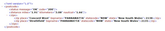 XML Distance Response