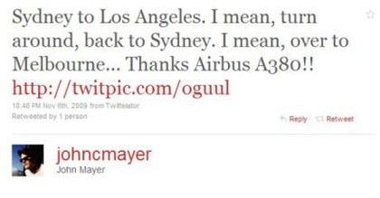 John Mayer Tweets about Qantas and the A380