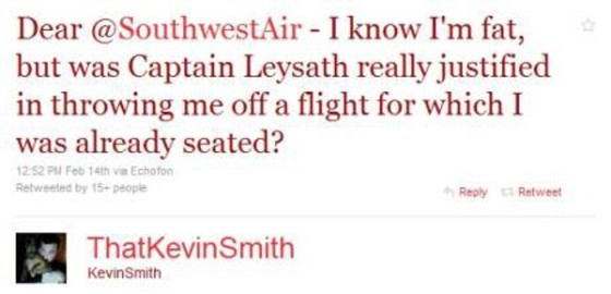 Kevin Smith's first message after getting kicked off Kevin Smith