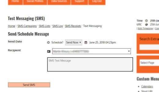 Sending a single SMS Text Message