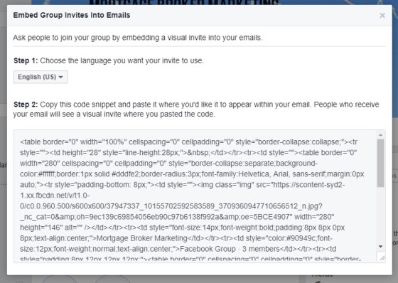 Facebook Group Plugin HTML Code