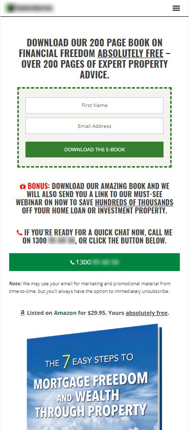 Example Mobile Landing Page