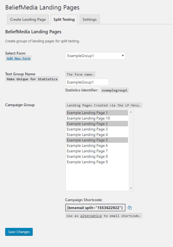 Landing Page Split Testing