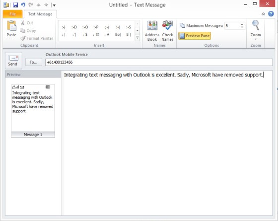 Outlook SMS