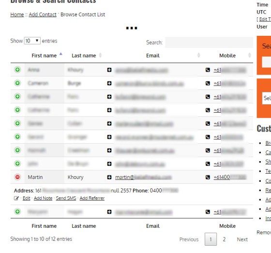 Platform contacts