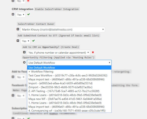 SalesTrekker Form Filtering