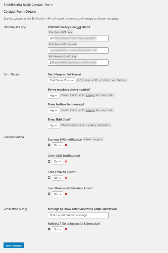 Contact Form Closed Options