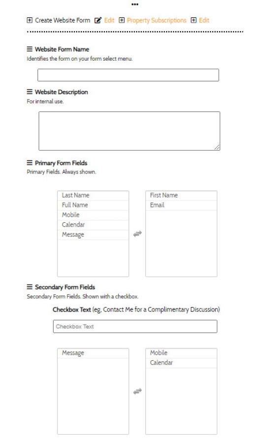 Basic Email Form Fields
