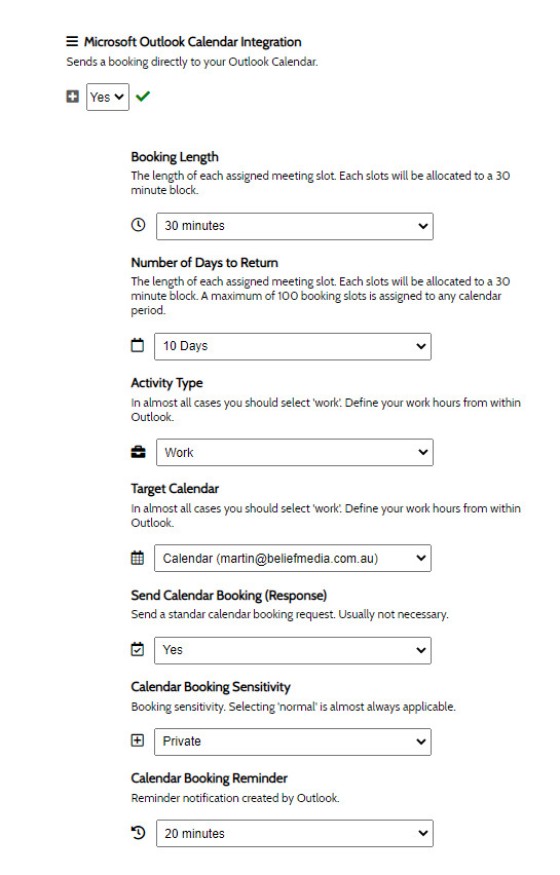 Form Creation Calendar Options