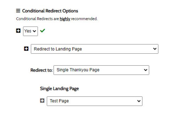Form Conditional Redirection Single Page