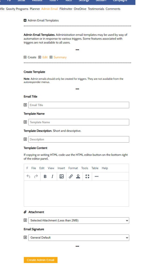 Admin Email Template Admin Email Template