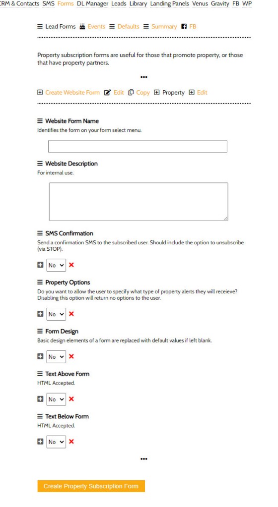 Creating Property Subscription Forms