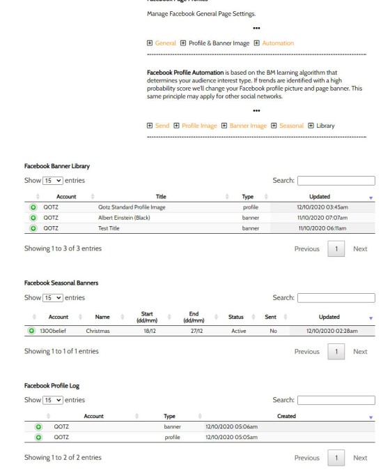 Facebook Seasonal Profile Log