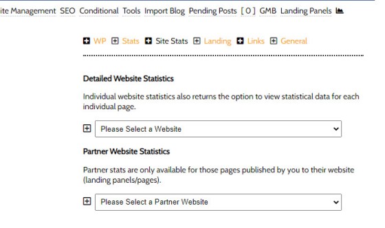 Partner Landing Page Statistics