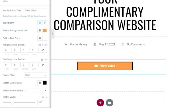 Elementor Wistia Video Button Block