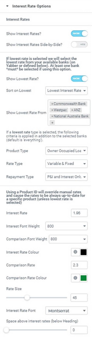 Interest Rate Website Options