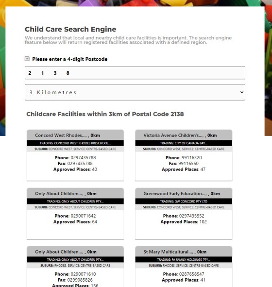 Childcare Search Engine