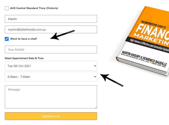 Integrated Website Calendar Form