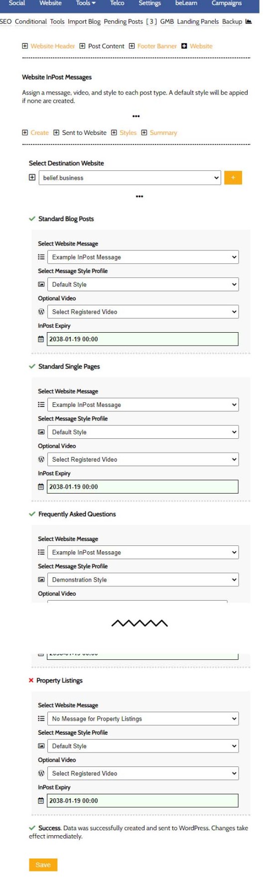 Send InPost Profiles to Website