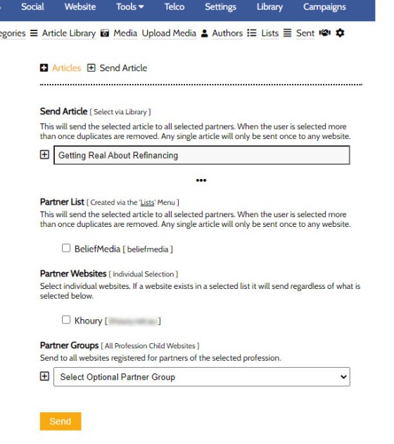 Sending Partner Articles