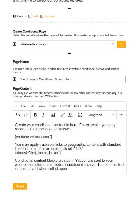Conditional Content Page Creation