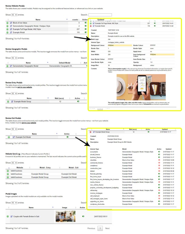 Review and Edit Modals