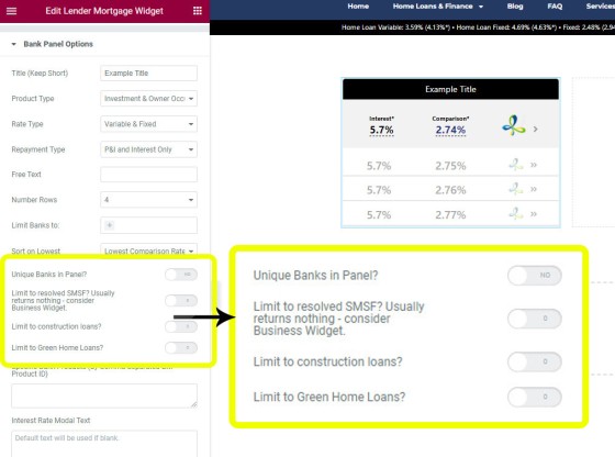 Lender Widget Data Updated