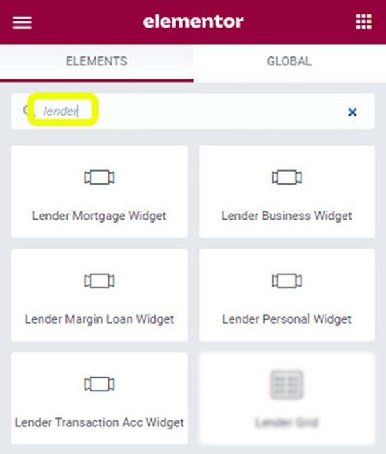 Lender Widget Types Elementor