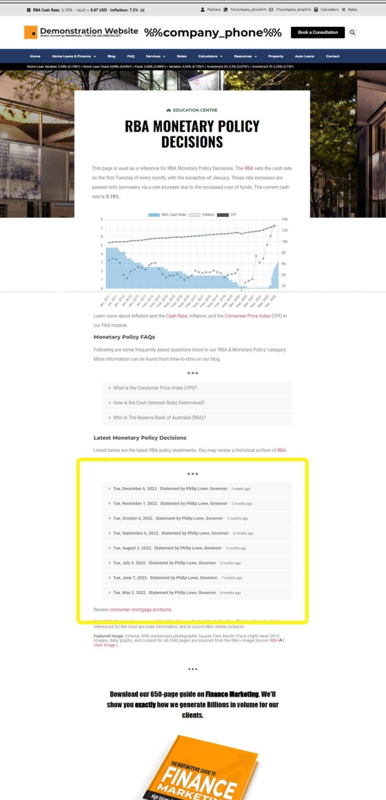 RBA Policy Page