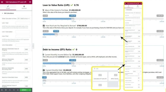 DTI and LVR Elementor Widget