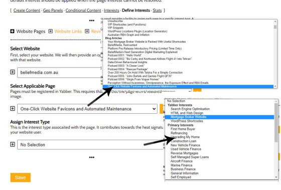 Assigning Page Interest