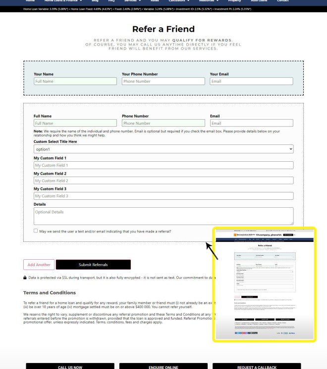 Broker Referral Form with Fields