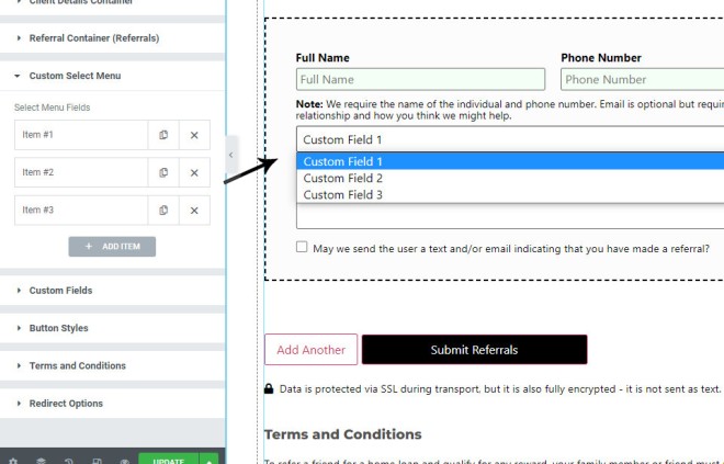 Elementor Custom Select Menu