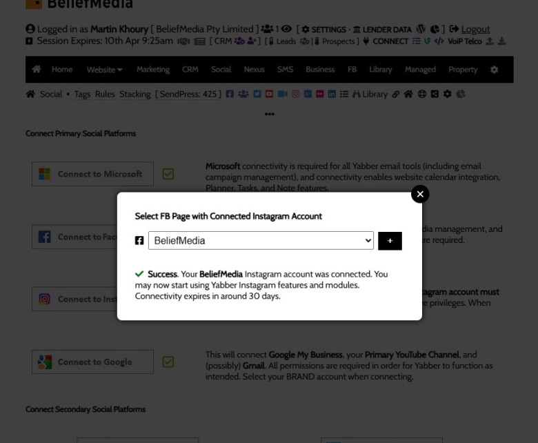 Connect Yabber to Instagram