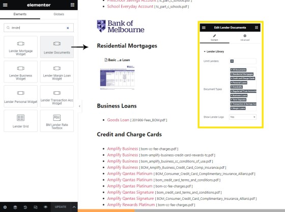 Lender Document Elementor