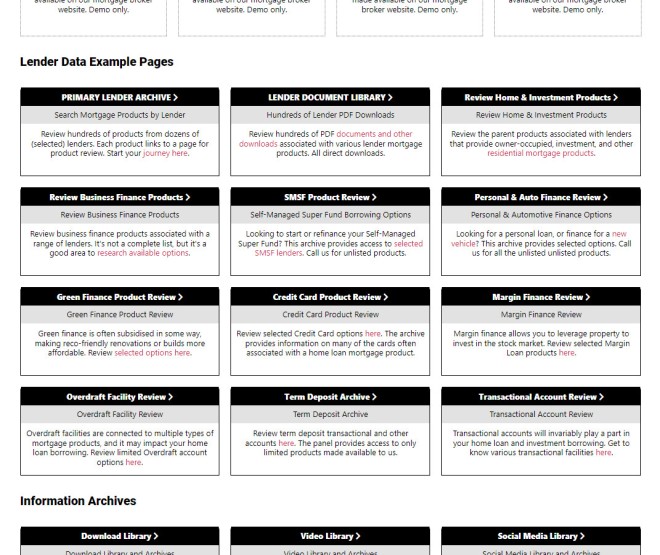 Lender Archive Page Menu