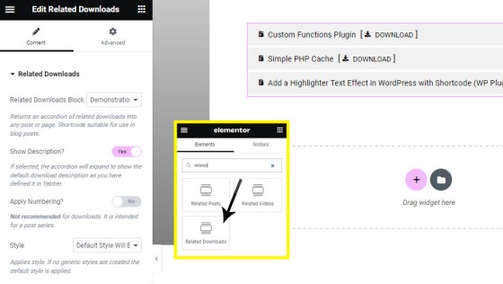 Elementor Related Downloads