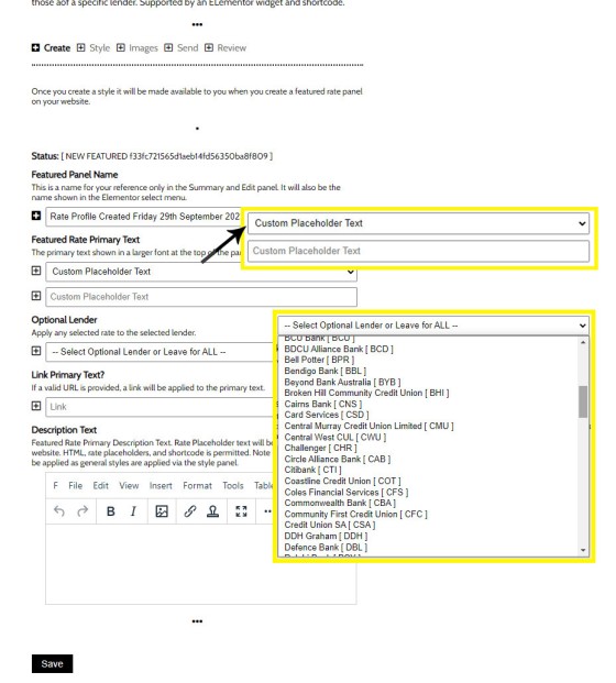 How to Use the Featured Rates Panel