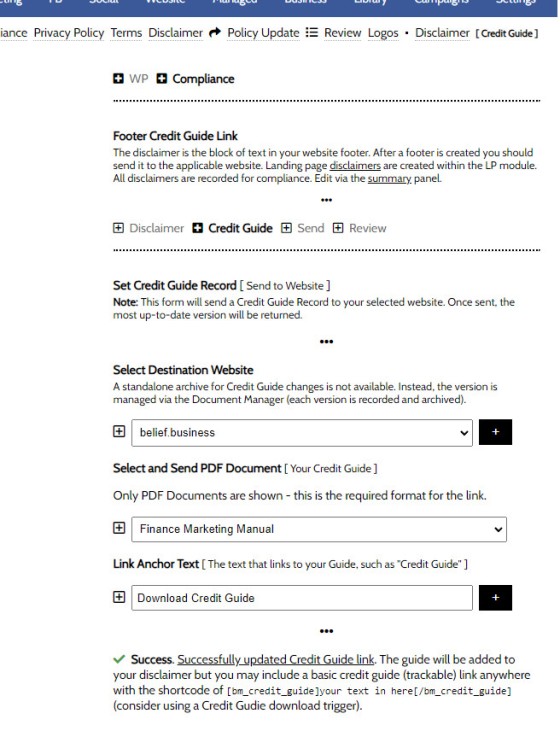 Disclaimer Credit Guide