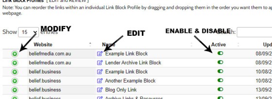 Link Block Edit and Modify
