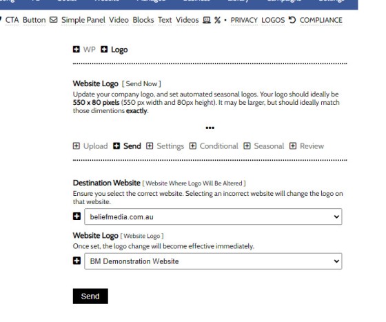 Send Logo to Website
