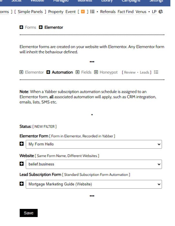 Yabber Elementor Form Assignment