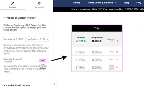 Lender Widget Business Style Override