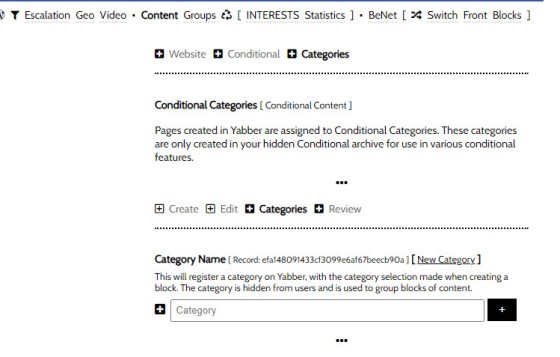 Conditional Content Page Categories