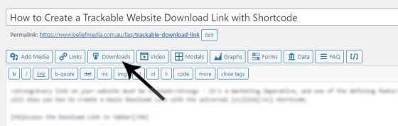 Download Link Shortcode Editor Modal