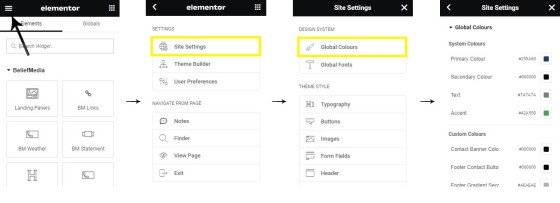 Elementor Global Colours