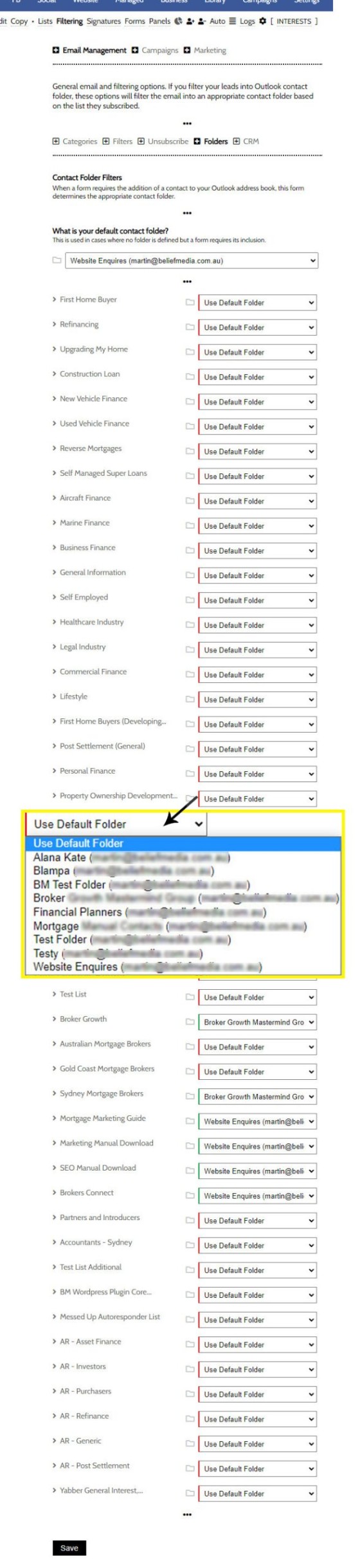 How to Create Form Subscription Contact Folder Filtering